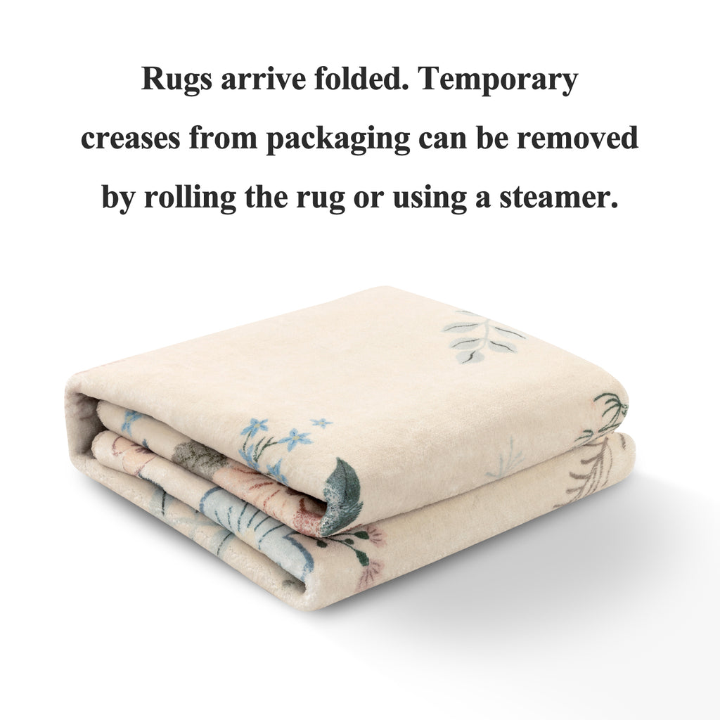 MeyJey Runner Rug Hallways, Non-Slip Machine Washable Floral Area Rug Indoor Carpet Floor Rug for Bedroom/Dining/Living/Laundry Room/Kitchen Bathroom，Beige