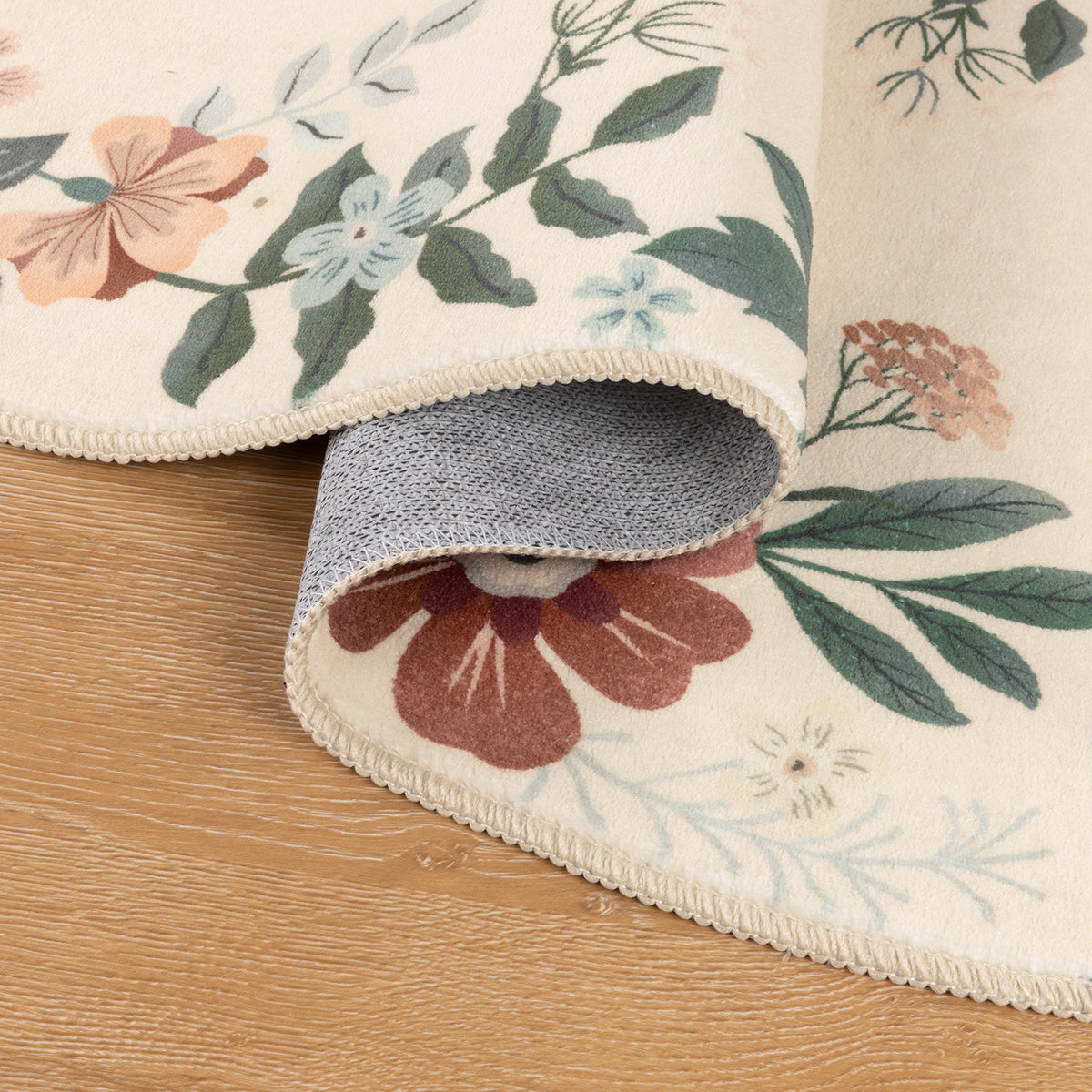 MeyJey Runner Rug Hallways, Non-Slip Machine Washable Floral Area Rug Indoor Carpet Floor Rug for Bedroom/Dining/Living/Laundry Room/Kitchen Bathroom，Beige