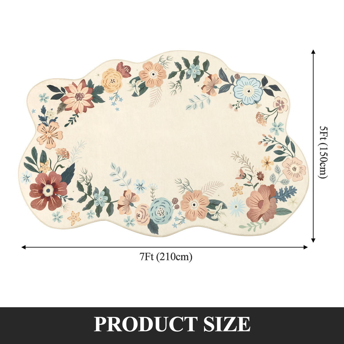 MeyJey Runner Rug Hallways, Non-Slip Machine Washable Floral Area Rug Indoor Carpet Floor Rug for Bedroom/Dining/Living/Laundry Room/Kitchen Bathroom，Beige