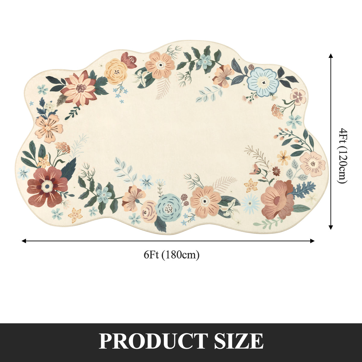 MeyJey Runner Rug Hallways, Non-Slip Machine Washable Floral Area Rug Indoor Carpet Floor Rug for Bedroom/Dining/Living/Laundry Room/Kitchen Bathroom，Beige