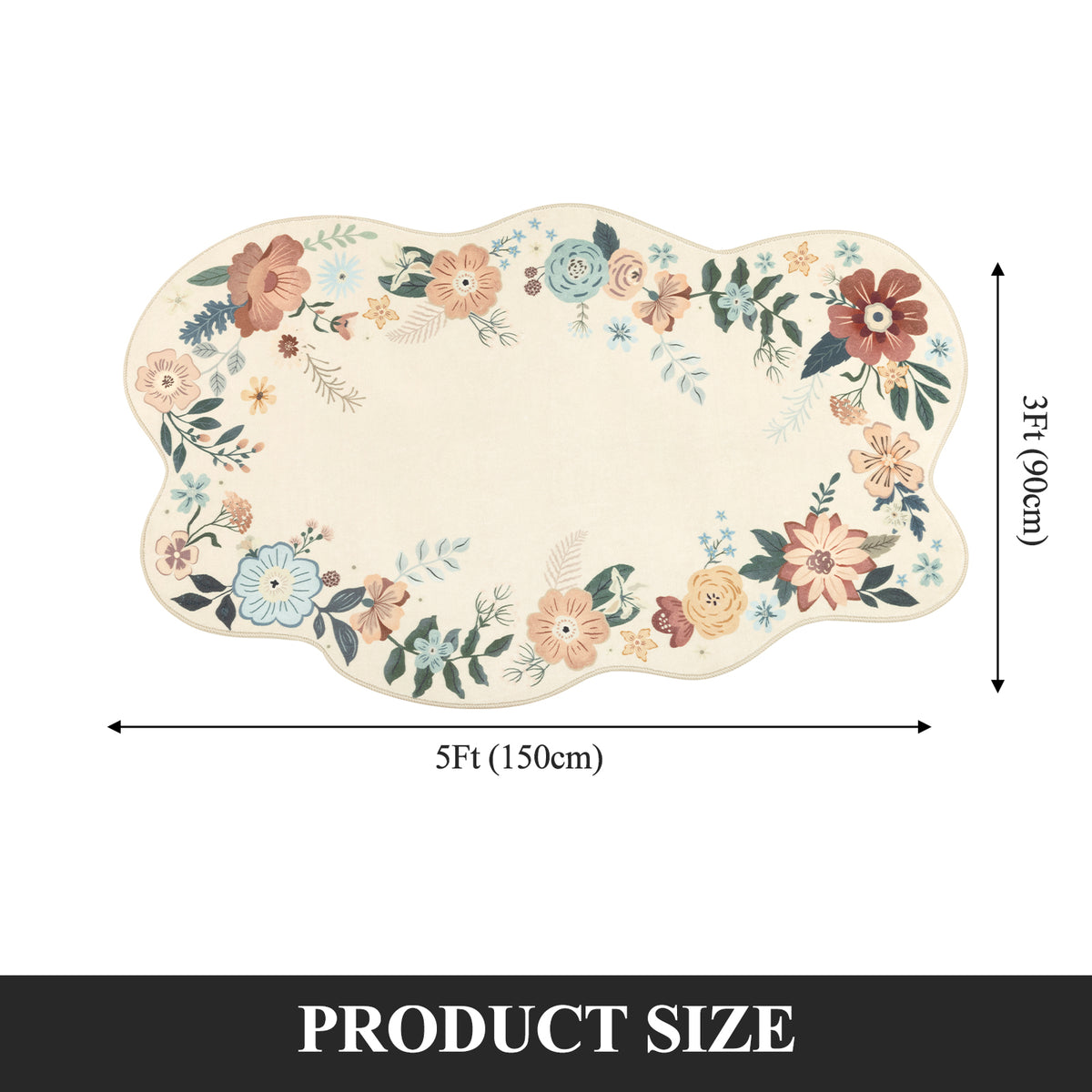 MeyJey Runner Rug Hallways, Non-Slip Machine Washable Floral Area Rug Indoor Carpet Floor Rug for Bedroom/Dining/Living/Laundry Room/Kitchen Bathroom，Beige