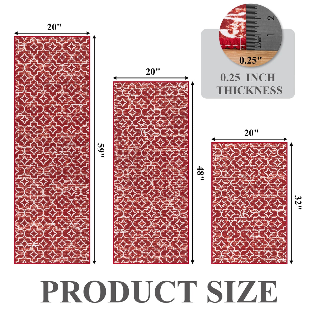 MeyJey Kitchen Rug Set 3 Piece, Non Slip Machine Washable Mats for Home Floor and Living Room
