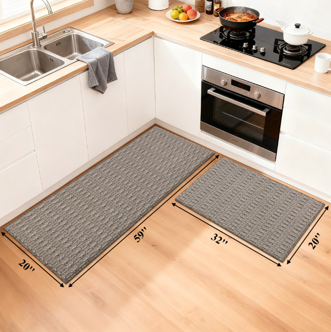 MeyJey Kitchen Rug Set 2 Piece, Non Slip Kitchen Floor Mats Machine Washable Mats for Home Floor and Living Room