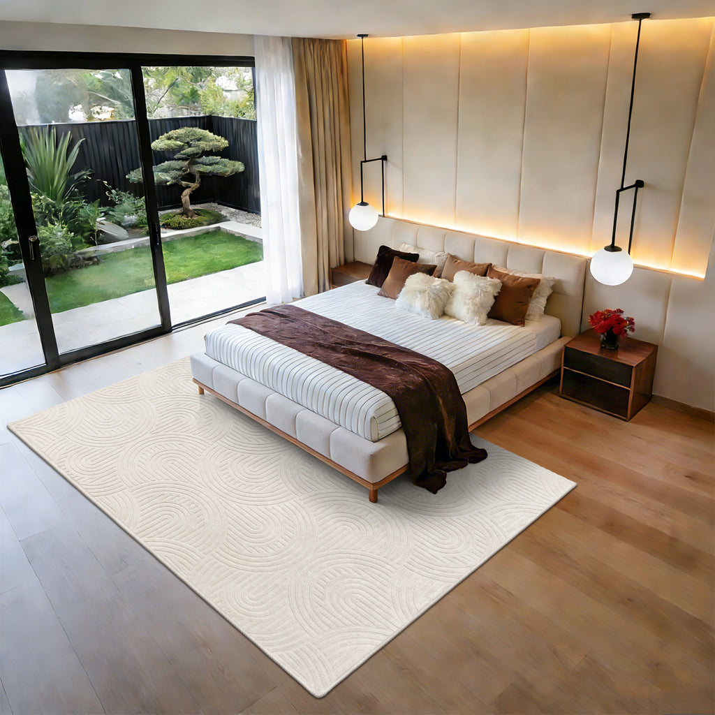 MeyJey  Shag Area Rug for Living Room Machine Washable Rugs for Bedroom Dinning Room Office Decor Fan Shadow PatternNon-Slip Soft Carpet, Pale Camel