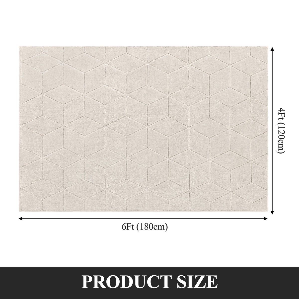 MeyJey Small Shag Area Rug for Living Room Modern Geometric High-Low Cut Machine Washable Rugs for Bedroom Dinning Room Office Decor Non-Slip Soft Carpet