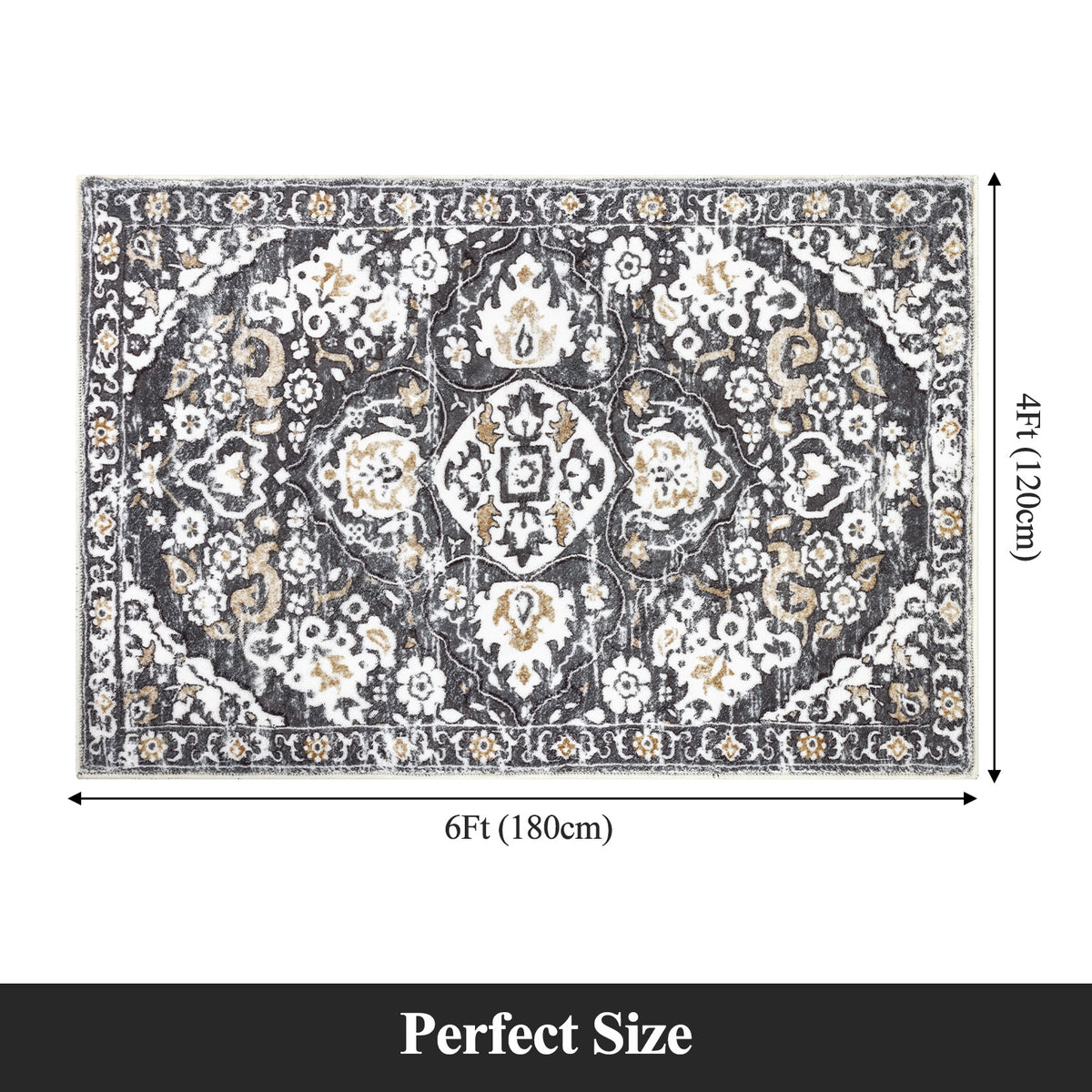 MeyJey Boho Indoor Hallway Runner Rug, Oriental Non Slip Machine Washable Area Rug Distressed Vintage Floor Carpet for Bedroom Kitchen Dinning/Living/Laundry Room