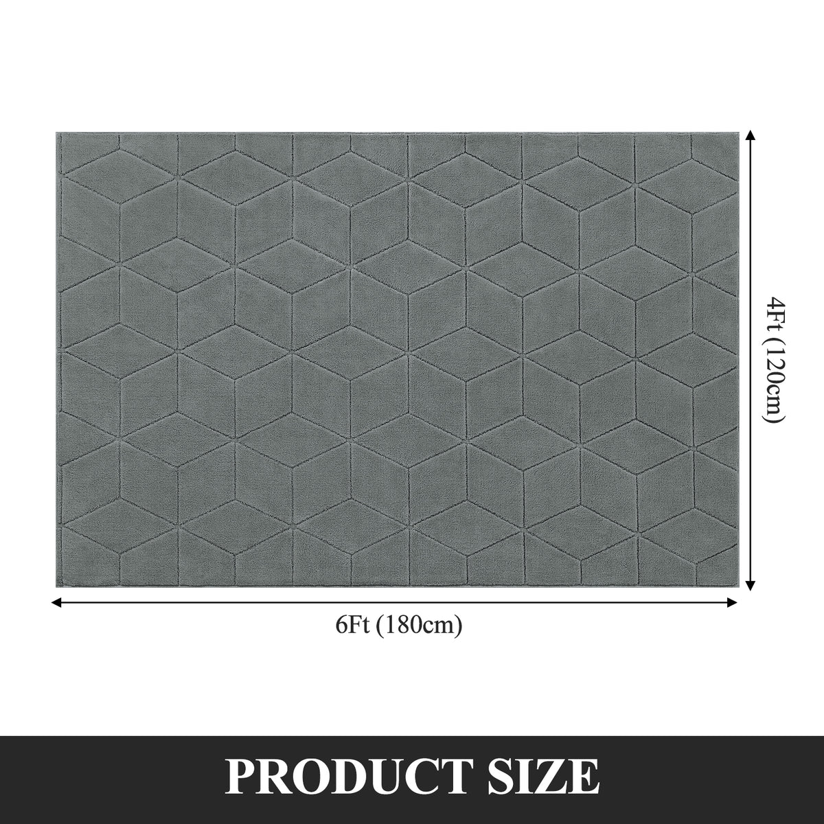 MeyJey Small Shag Area Rug for Living Room Modern Geometric High-Low Cut Machine Washable Rugs for Bedroom Dinning Room Office Decor Non-Slip Soft Carpet