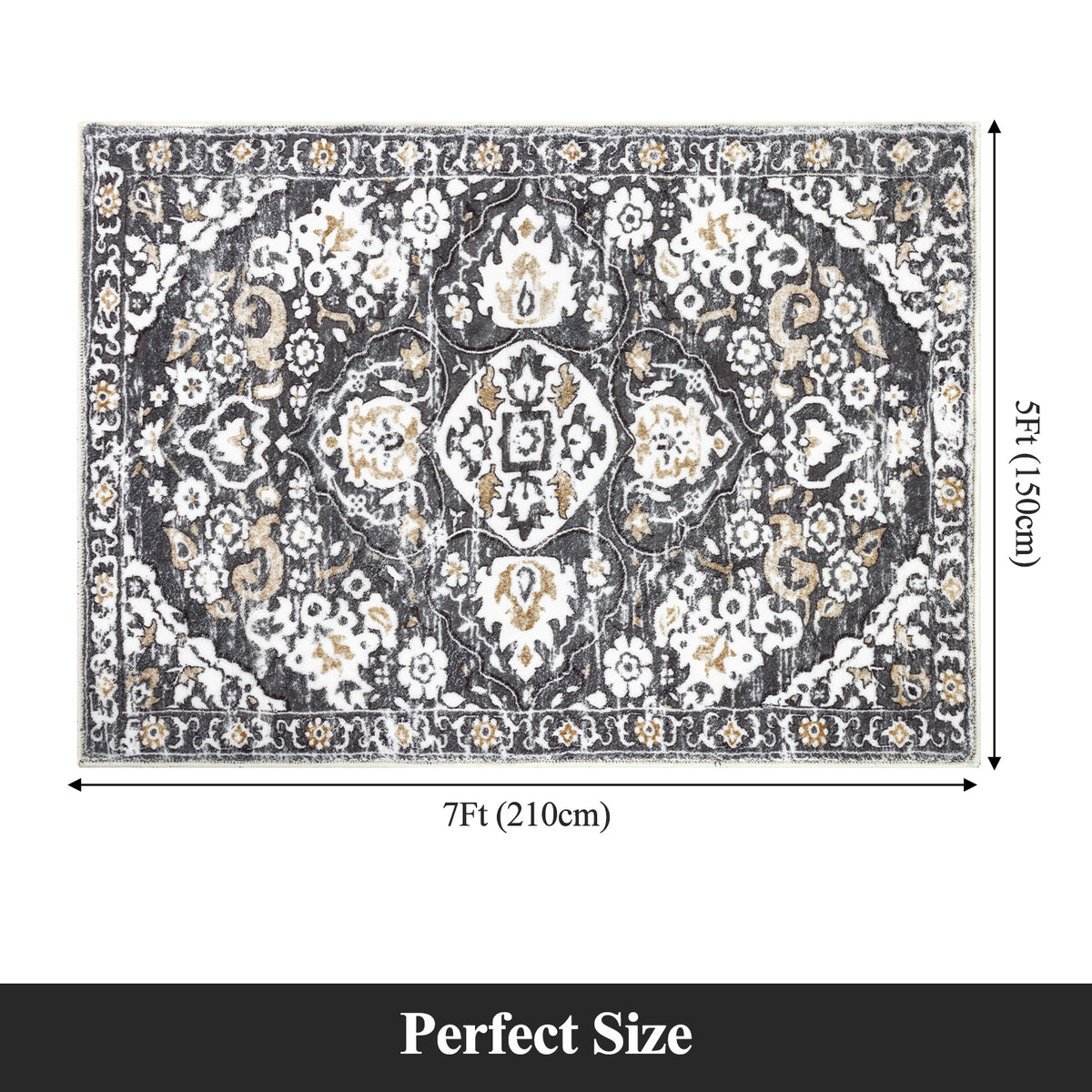 MeyJey Boho Indoor Hallway Runner Rug, Oriental Non Slip Machine Washable Area Rug Distressed Vintage Floor Carpet for Bedroom Kitchen Dinning/Living/Laundry Room