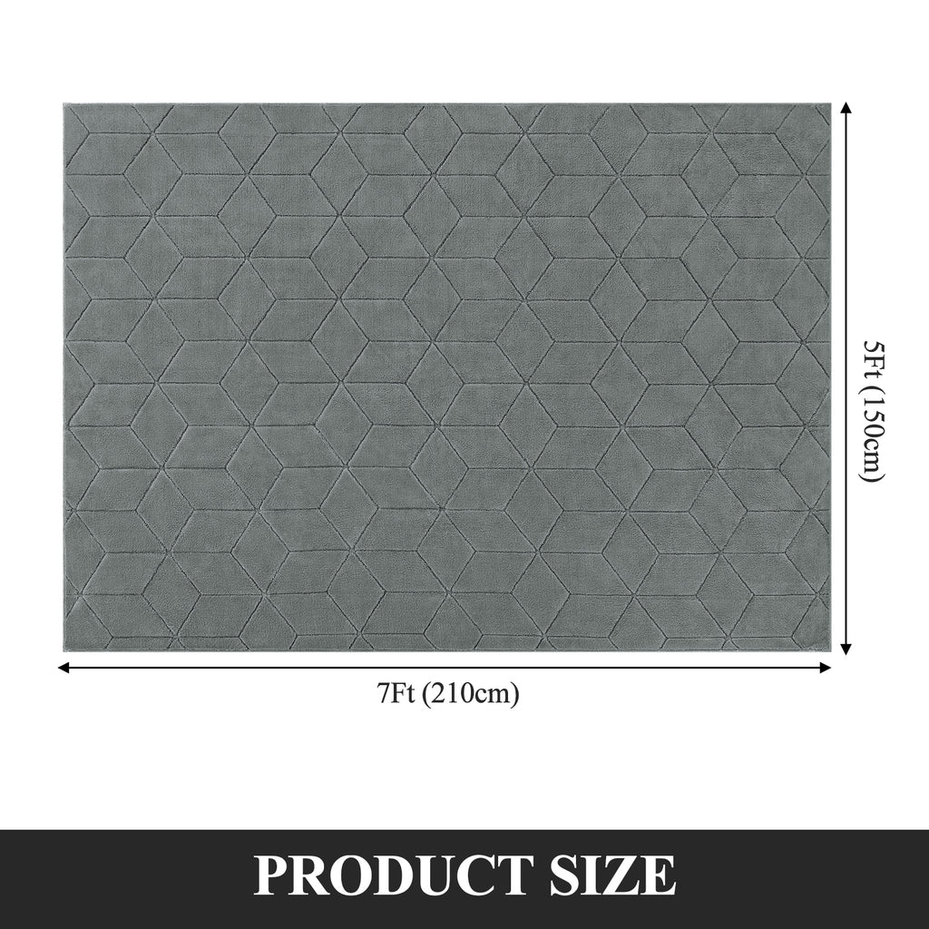 MeyJey Small Shag Area Rug for Living Room Modern Geometric High-Low Cut Machine Washable Rugs for Bedroom Dinning Room Office Decor Non-Slip Soft Carpet