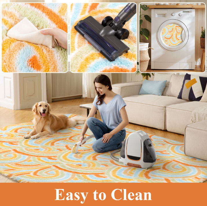 MeyJey Shag Area Rug, 6’x9’ Soft Fluffy Area Rugs for Living Room Bedroom Decor Carpet, Orange