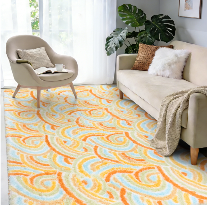 MeyJey Shag Area Rug, Soft Fluffy Area Rugs for Living Room Bedroom Decor Carpet, Orange