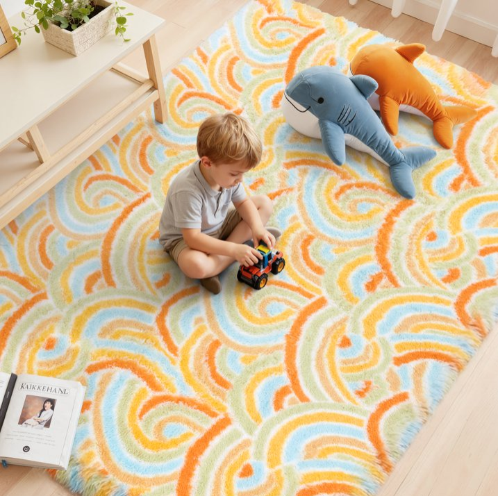 MeyJey Shag Area Rug, Soft Fluffy Area Rugs for Living Room Bedroom Decor Carpet, Orange