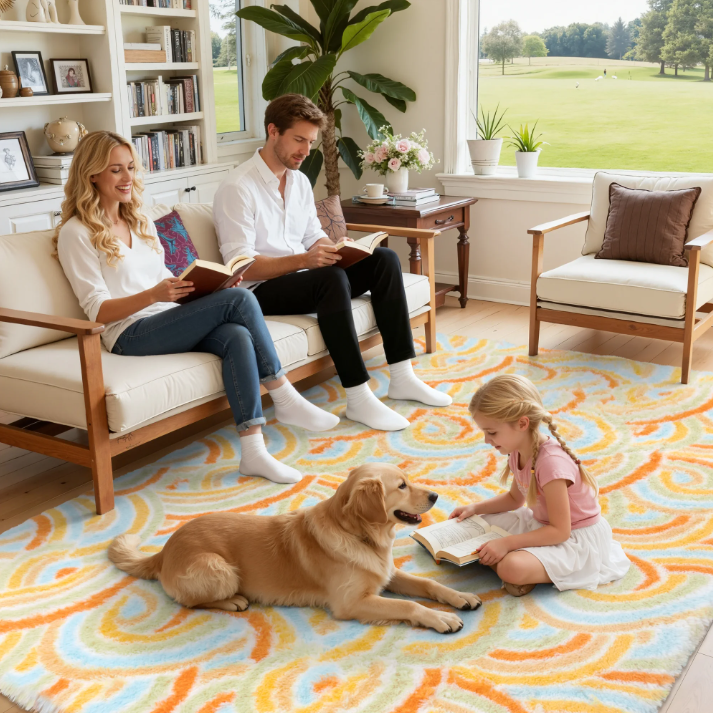 MeyJey Shag Area Rug, Soft Fluffy Area Rugs for Living Room Bedroom Decor Carpet, Orange