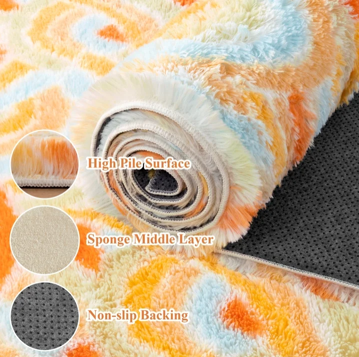 MeyJey Shag Area Rug, Soft Fluffy Area Rugs for Living Room Bedroom Decor Carpet, Orange