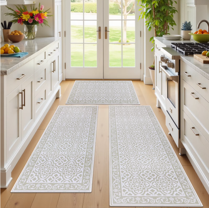 MeyJey Kitchen Rug Set 3 Piece, Non Slip Machine Washable Mats for Home Floor and Living Room
