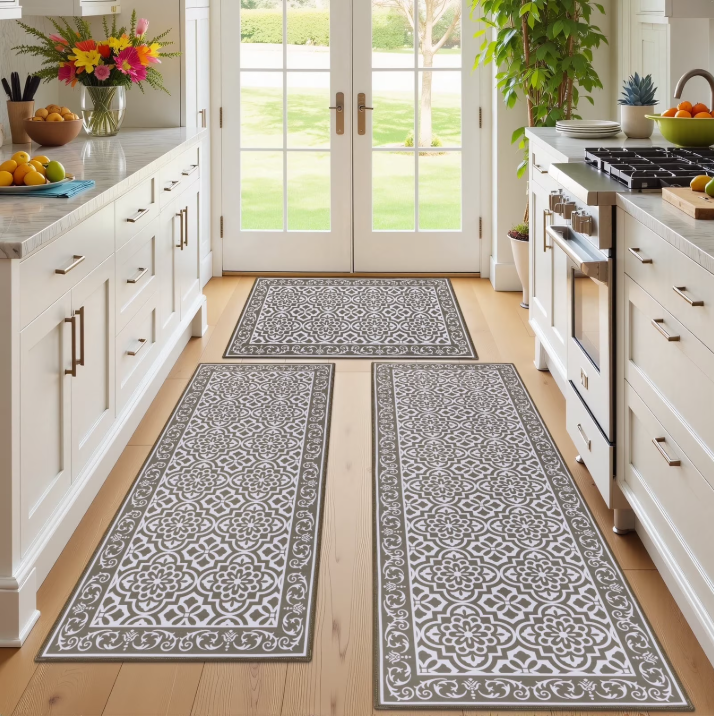 MeyJey Kitchen Rug Set 3 Piece, Non Slip Machine Washable Mats for Home Floor and Living Room