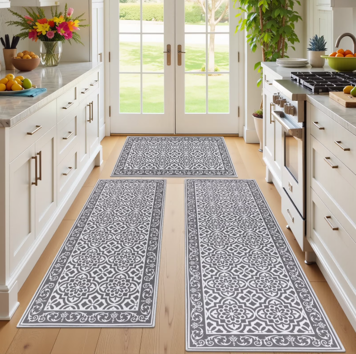 MeyJey Kitchen Rug Set 3 Piece, Non Slip Machine Washable Mats for Home Floor and Living Room