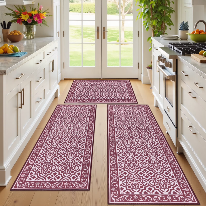 MeyJey Kitchen Rug Set 3 Piece, Non Slip Machine Washable Mats for Home Floor and Living Room