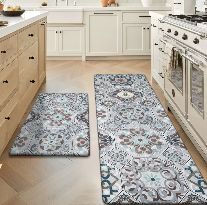 MeyJey Boho Kitchen Rug Set of 2, Non-Slip Anti-Fatigue Waterproof Cushioned Mat for Kitchen, Dining & Laundry Room, 20"x31.5"+20"x59"