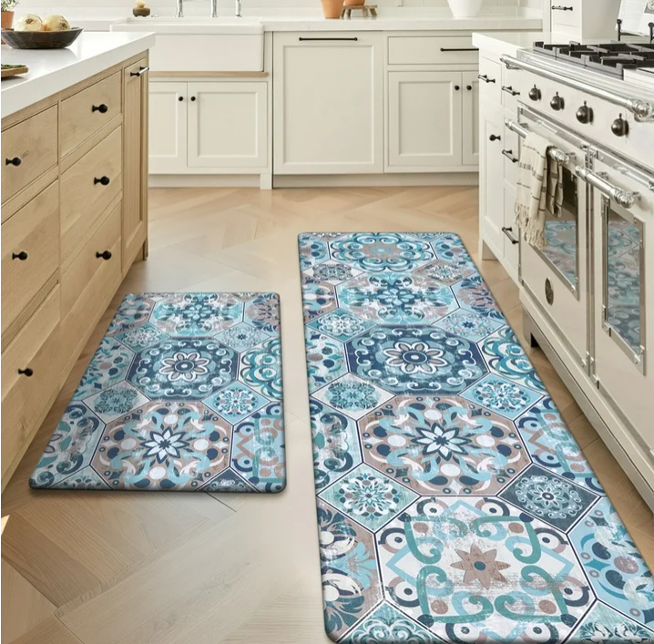 MeyJey Boho Kitchen Rug Set of 2, Non-Slip Anti-Fatigue Waterproof Cushioned Mat for Kitchen, Dining & Laundry Room, 20"x31.5"+20"x59"