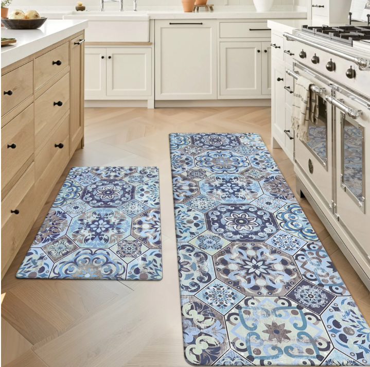MeyJey Boho Kitchen Rug Set of 2, Non-Slip Anti-Fatigue Waterproof Cushioned Mat for Kitchen, Dining & Laundry Room, 20"x31.5"+20"x59"