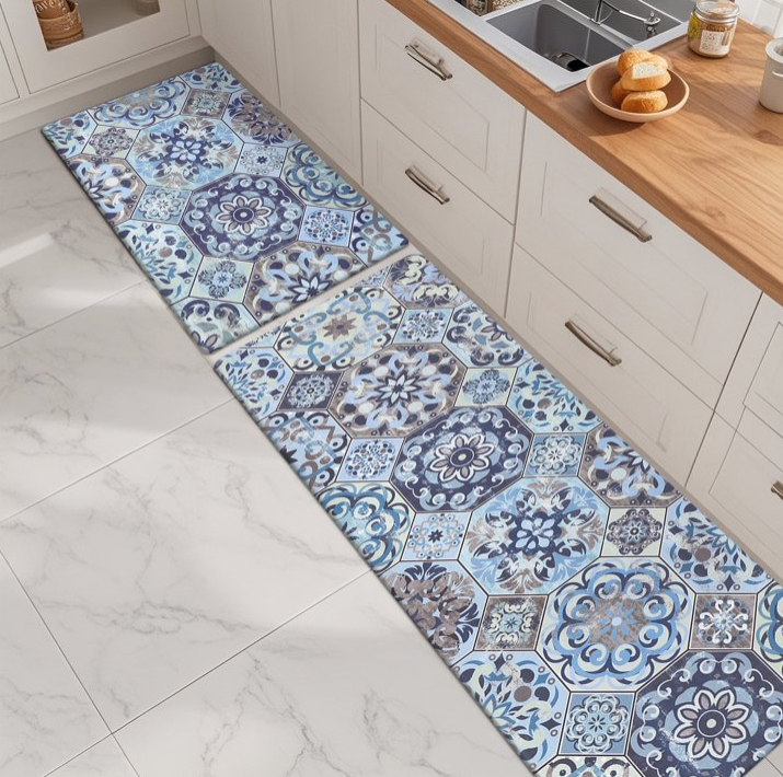 MeyJey Boho Kitchen Rug Set of 2, Non-Slip Anti-Fatigue Waterproof Cushioned Mat for Kitchen, Dining & Laundry Room, 20"x31.5"+20"x59"