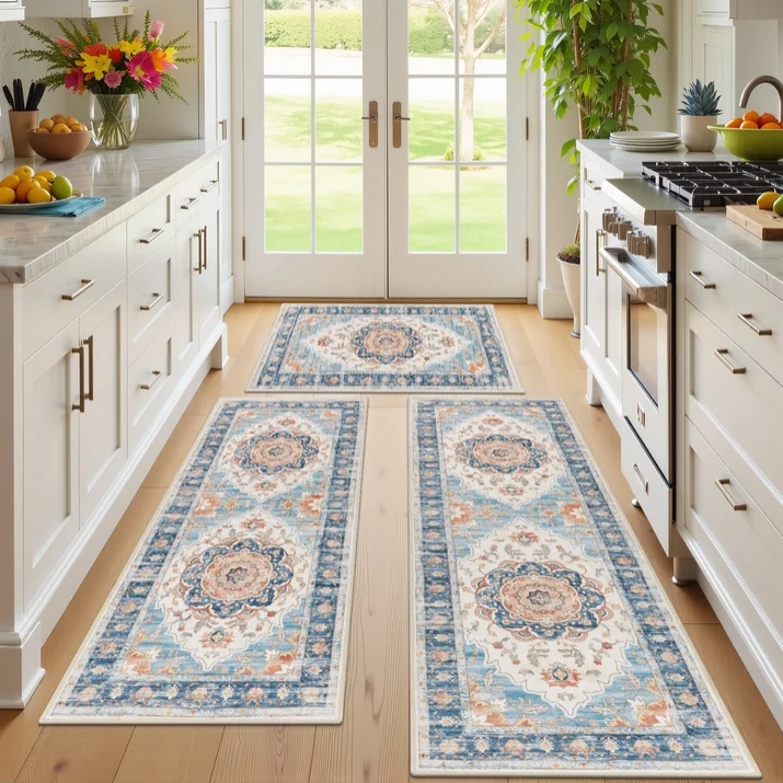 MeyJey Kitchen Rug Set 3 Piece, Non Slip Kitchen Floor Mats Machine Washable Mats for Home Floor and Living Room