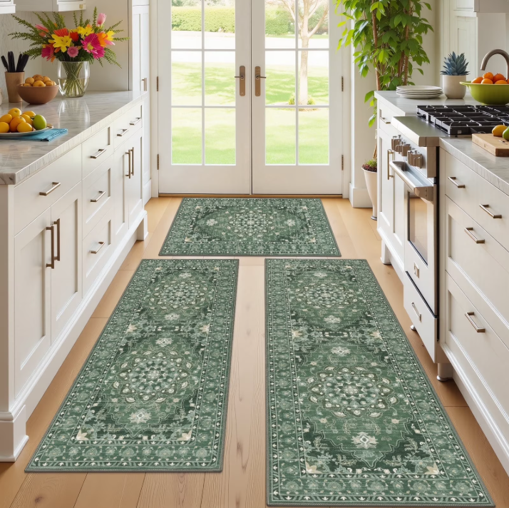 MeyJey Kitchen Rug Set 3 Piece, Non Slip Kitchen Floor Mats Machine Washable Mats for Home Floor and Living Room