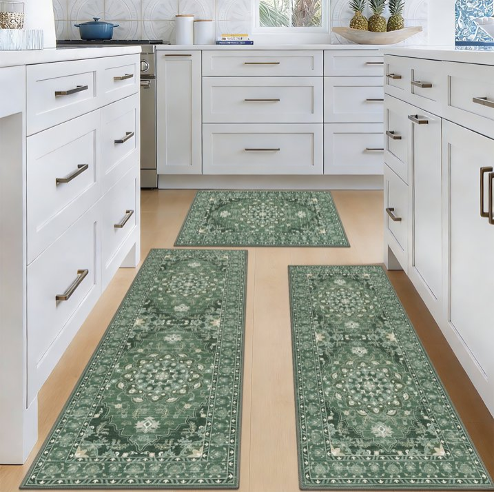 MeyJey Kitchen Rug Set 3 Piece, Non Slip Kitchen Floor Mats Machine Washable Mats for Home Floor and Living Room