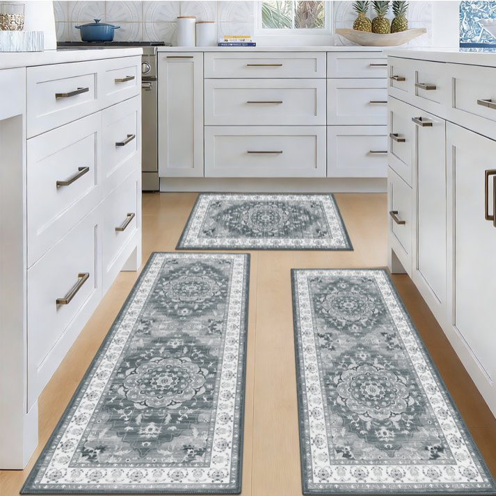MeyJey Kitchen Rug Set 3 Piece, Non Slip Kitchen Floor Mats Machine Washable Mats for Home Floor and Living Room