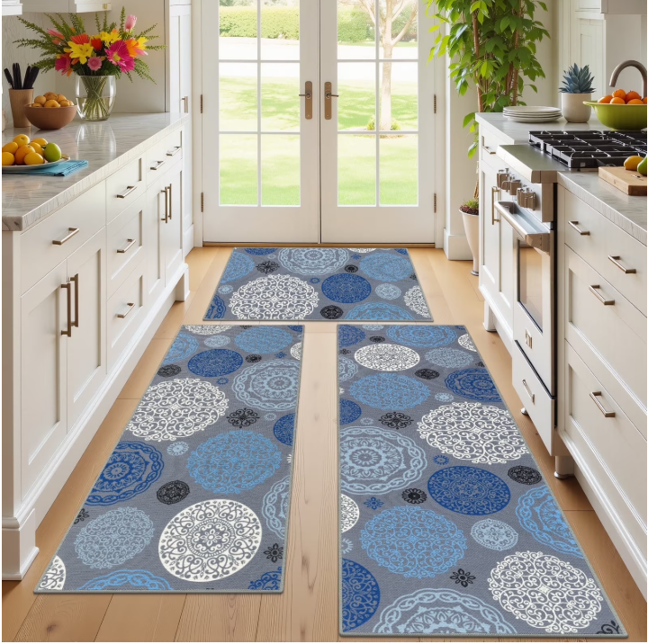 MeyJey Kitchen Rug Set 3 Piece, Non Slip Machine Washable Mats for Home Floor and Living Room