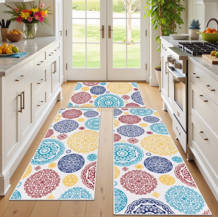 MeyJey Kitchen Rug Set 3 Piece, Non Slip Machine Washable Mats for Home Floor and Living Room