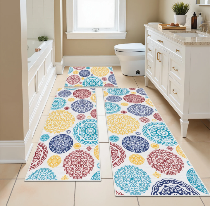 MeyJey Kitchen Rug Set 3 Piece, Non Slip Machine Washable Mats for Home Floor and Living Room