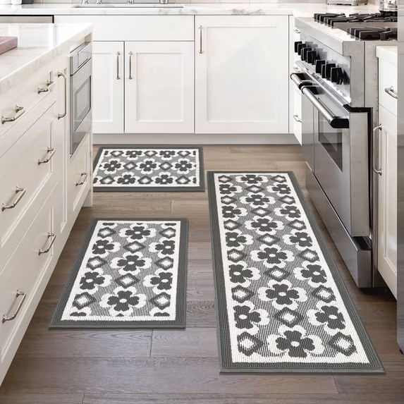 MeyJey Kitchen Rug Set 3 Piece, Non Slip Machine Washable Mats for Home Floor and Living Room