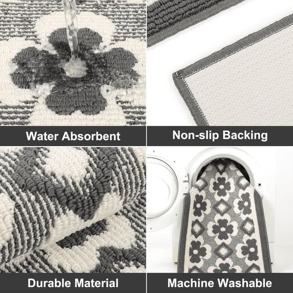 MeyJey Kitchen Rug Set 3 Piece, Non Slip Machine Washable Mats for Home Floor and Living Room