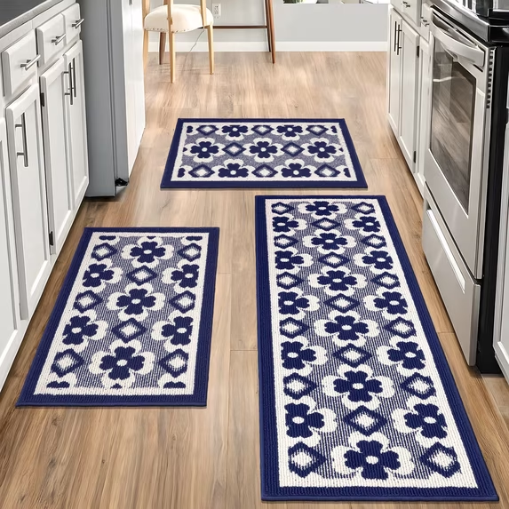 MeyJey Kitchen Rug Set 3 Piece, Non Slip Machine Washable Mats for Home Floor and Living Room
