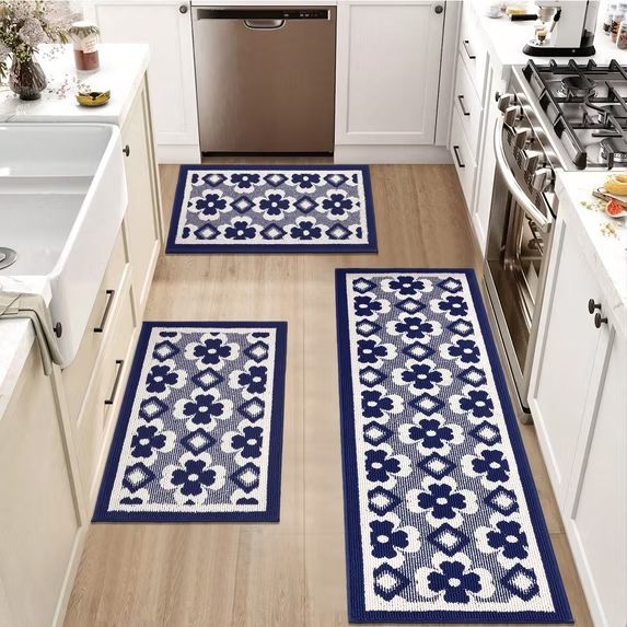 MeyJey Kitchen Rug Set 3 Piece, Non Slip Machine Washable Mats for Home Floor and Living Room