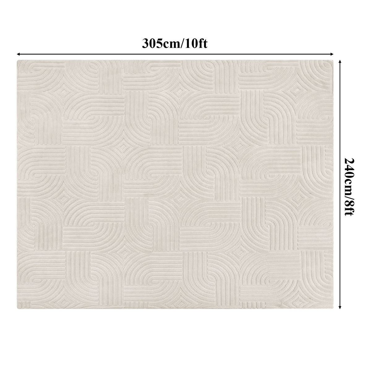 MeyJey Runner Rug for Hallways, Non Slip Modern Jacquard Textured Rugs Soft Geometric Rug for Entryway Bathroom Laundry Dorm, Beige