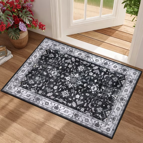 MeyJey 2'x3' Area Rug for Living Room, Non-Slip Washable Vintage Floor Carpet for Door Entryway Kitchen Hallway