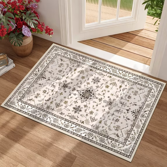 MeyJey 2'x3' Area Rug for Living Room, Non-Slip Washable Vintage Floor Carpet for Door Entryway Kitchen Hallway