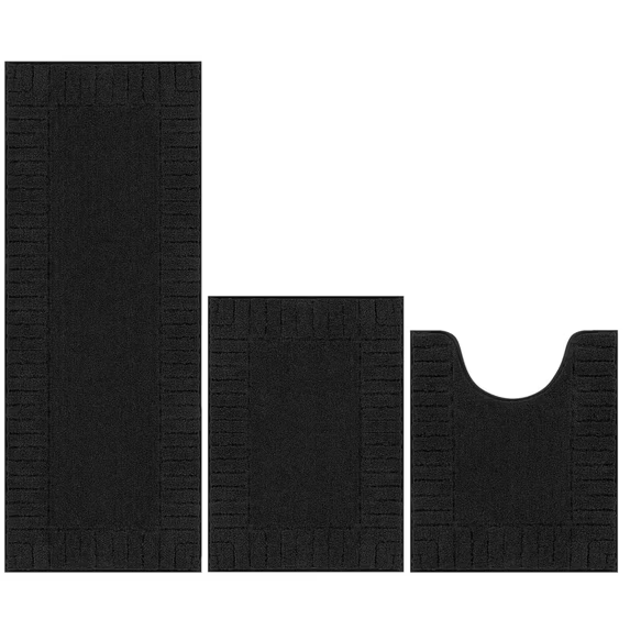 MeyJey Bathroom Rugs Set of 3 Piece, Bath Mats, Microfiber Non Slip Shaggy Ultra Soft Bathroom Runner with U Shaped Contour Toilet Mat for Bathroom, Shower Inside Floor