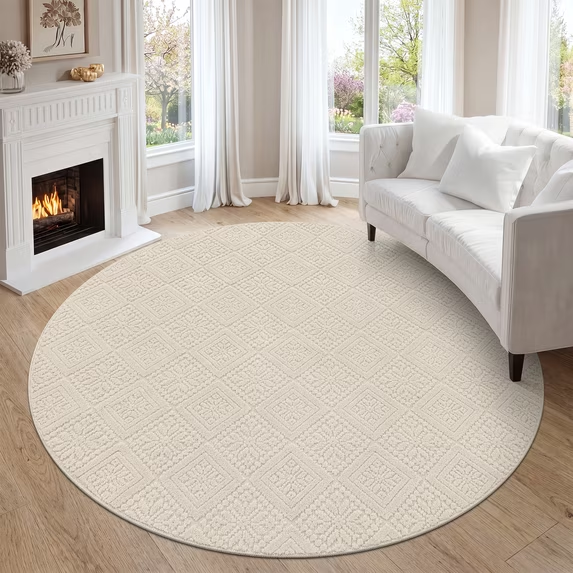 MeyJey Area Rugs for Living Room, Non Slip Washable Modern Beige Solid Color Rugs for Bedroom, Soft Fluffy Carpet for Dining Room Office, Beige