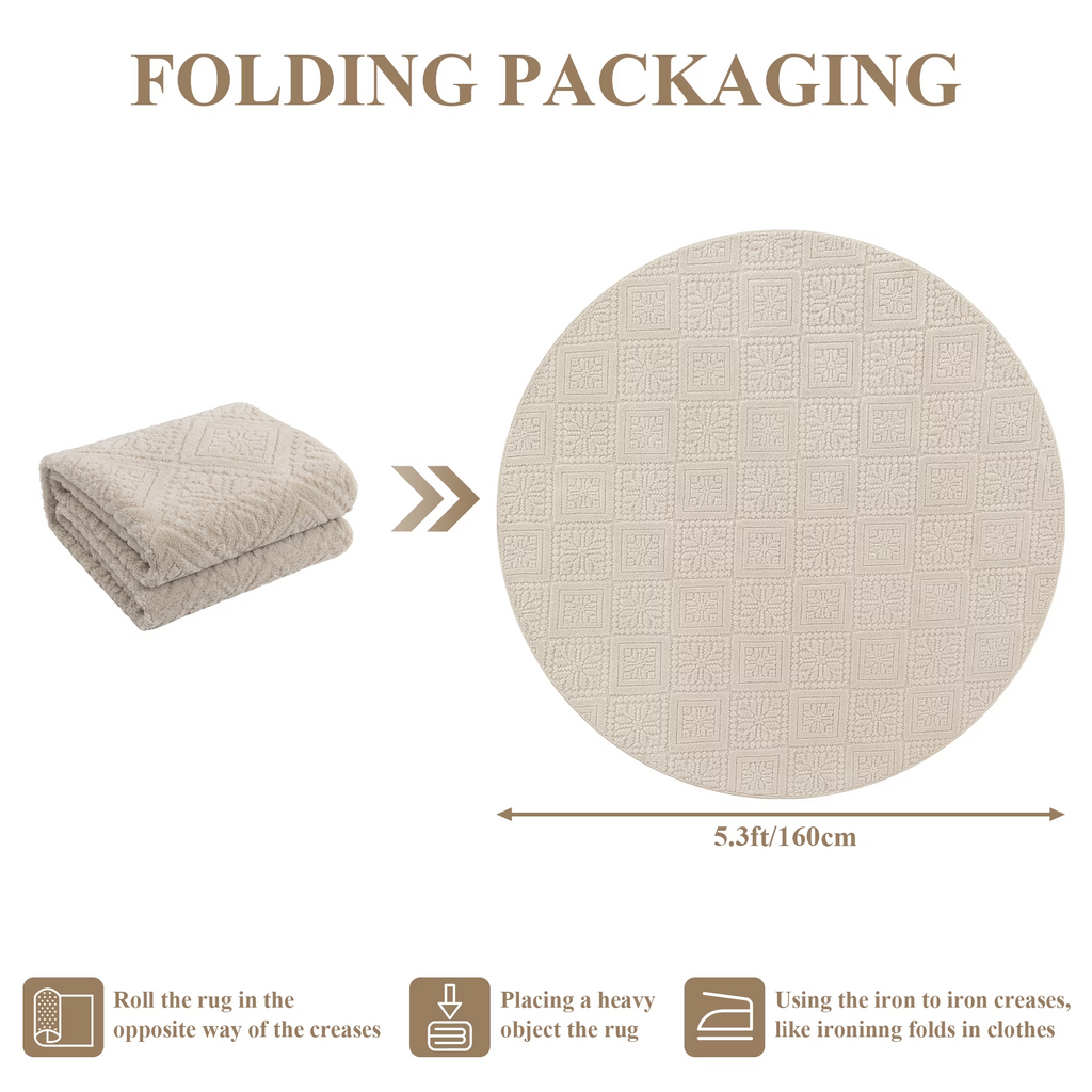MeyJey Area Rugs for Living Room, Non Slip Washable Modern Beige Solid Color Rugs for Bedroom, Soft Fluffy Carpet for Dining Room Office, Beige