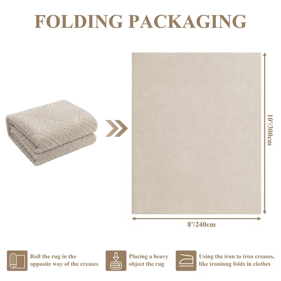 MeyJey Area Rugs for Living Room, Non Slip Washable Modern Beige Solid Color Rugs for Bedroom, Soft Fluffy Carpet for Dining Room Office, Beige