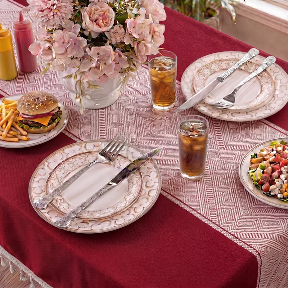 MeyJey Tablecloths for Rectangle Tables, Waterproof Linen Cotton Farmhouse Table Cloths with Tassel for Kitchen Dining