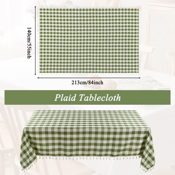 MeyJey Tablecloths for Rectangle Tables, Waterproof Linen Cotton Farmhouse Table Cloths with Tassel for Kitchen Dining