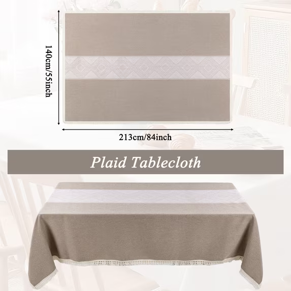 MeyJey Tablecloths for Rectangle Tables, Waterproof Linen Cotton Farmhouse Table Cloths with Tassel for Kitchen Dining