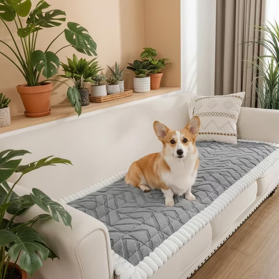 MeyJey Geometric Jacquard Sofa Cover, Non Slip Washable Pet Friendly Slipcover for Indoor Home Dogs Cats