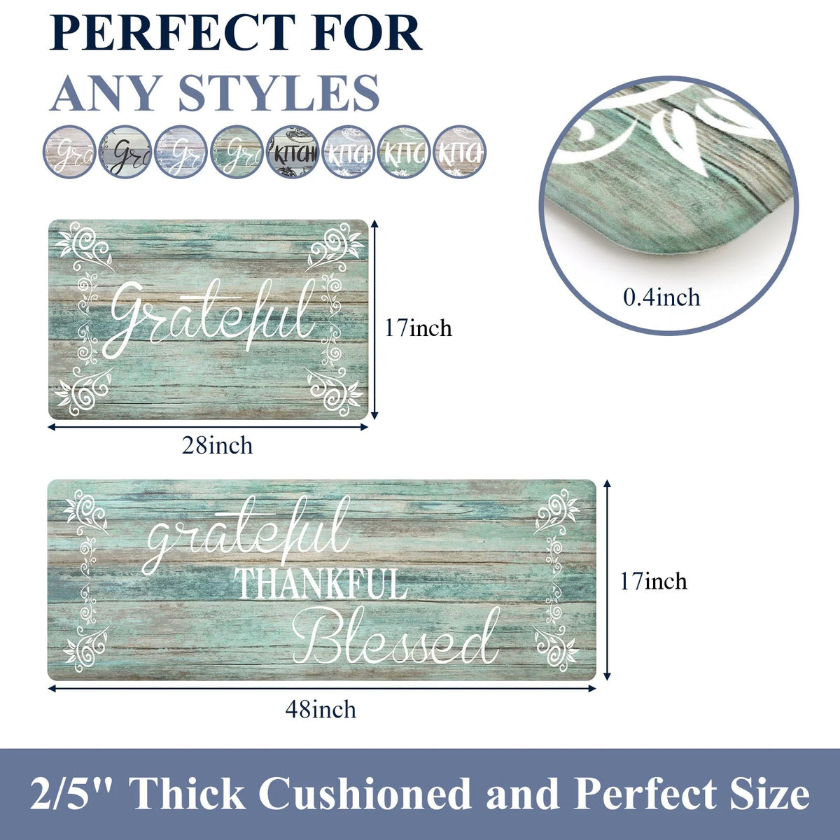 MeyJey Kitchen Rug Set Anti Fatigue 2 Piece Non-Slip Waterproof Cushioned Mats