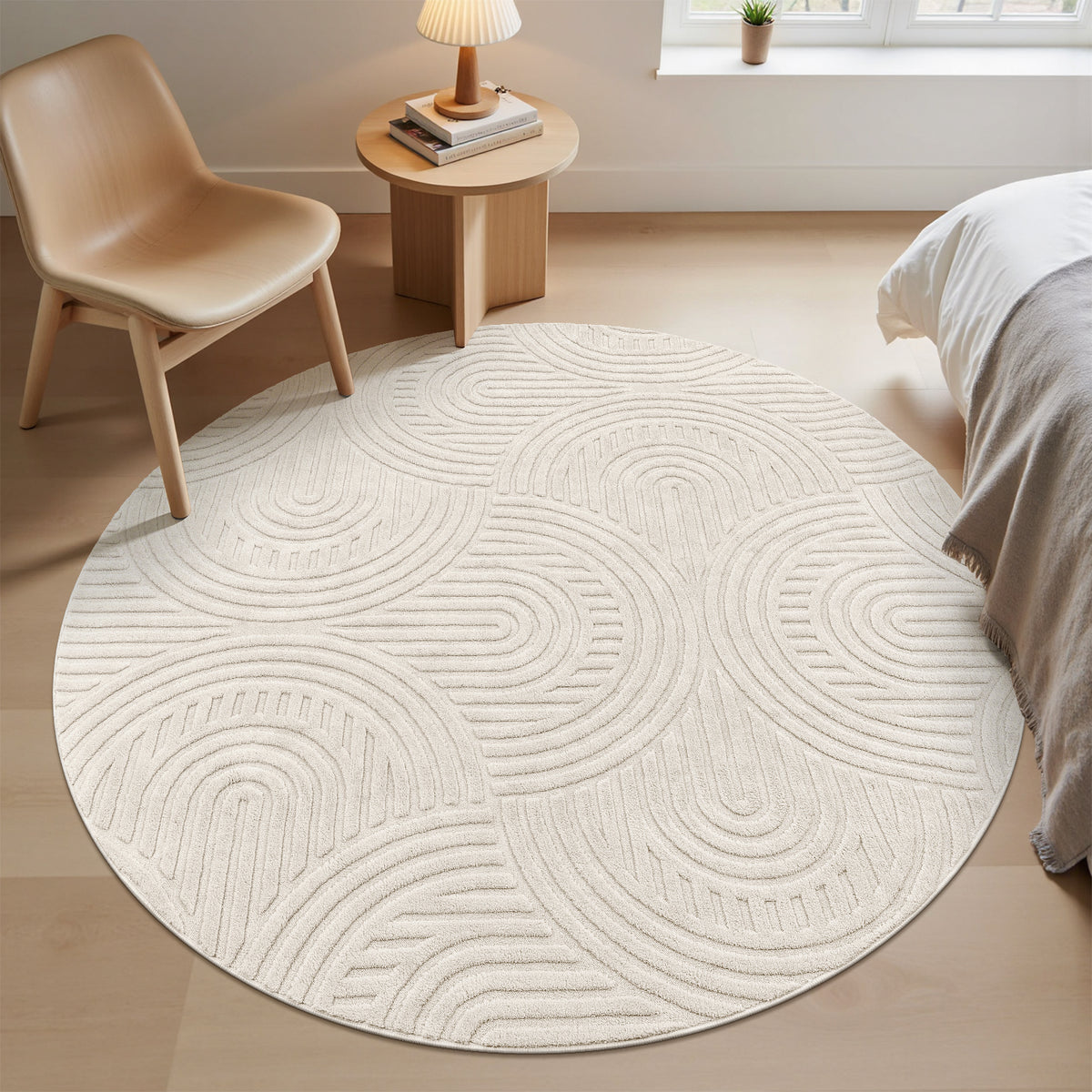 MeyJey  Shag Area Rug for Living Room Machine Washable Rugs for Bedroom Dinning Room Office Decor Fan Shadow PatternNon-Slip Soft Carpet, Pale Camel
